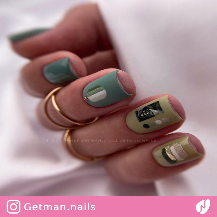 Gradient Green Modern Nails